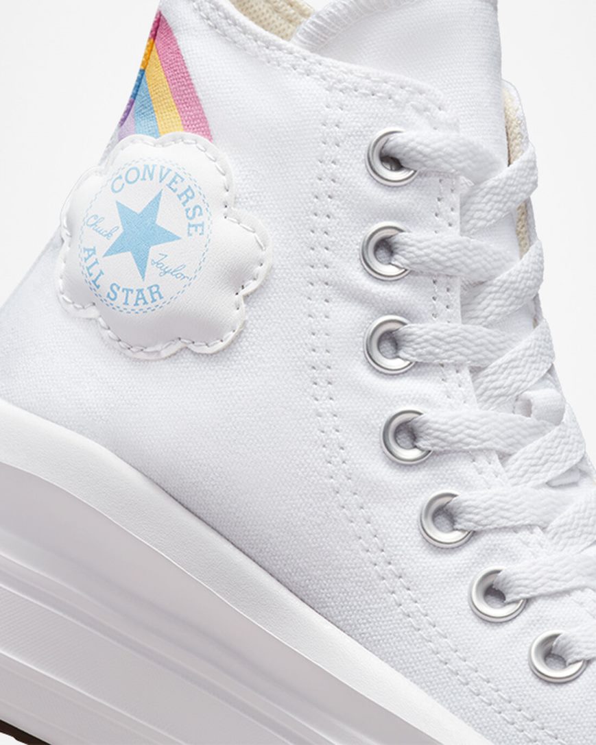 Pantofi Platforma Fete Converse Chuck Taylor All Star Move Rainbow Cloud Inalti Albi Albastri Roz | RO UAFSN372